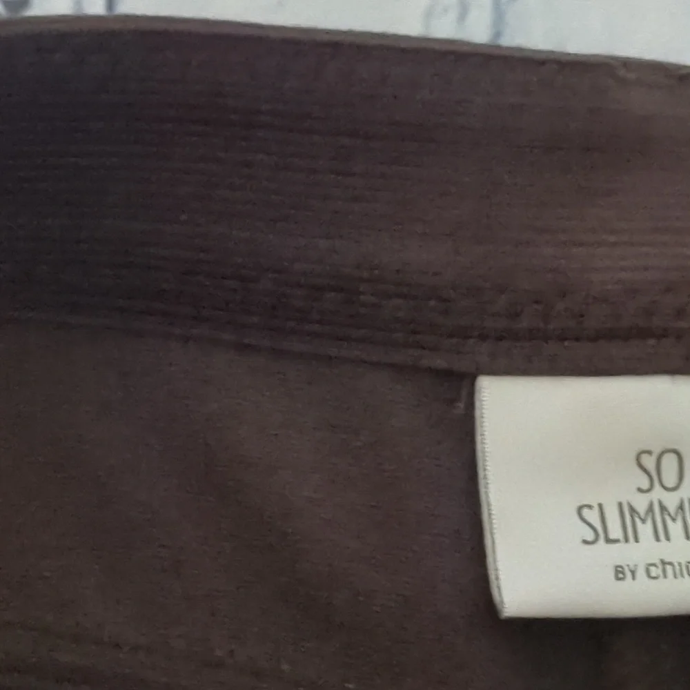 Chico's So Slimming Brown Getaway Slim Leg Pants Chicos 1 Short ~ Sz 8